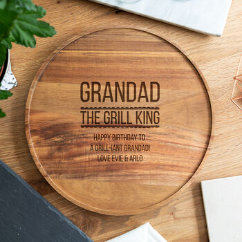 Personalised BBQ King Round Serving Board Acacia Wood, 2 of 5