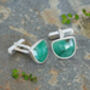 7ct Natural Emerald Cufflinks In Solid Sterling Silver, thumbnail 2 of 2