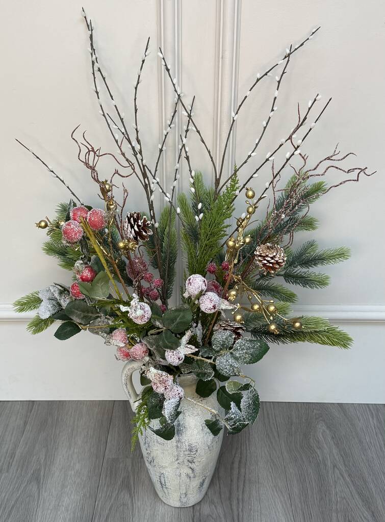 Faux Winter Frosted Red Berries And Foliage, 1 of 1