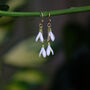 Snowdrop White Flower Drop Hook Earrings, Gold Tone, thumbnail 1 of 4