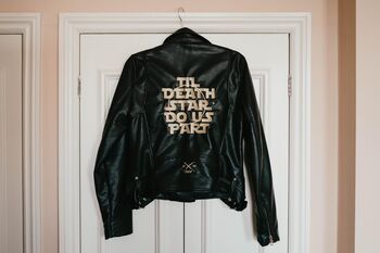 Bride And Groom Personalised Embroidered Leather Jacket, 2 of 2