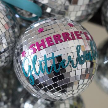 Personalised Silver Glitter Ball, 2 of 2