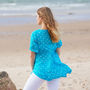 Turquoise Luxury Silk Embroidered Tunic, thumbnail 3 of 6