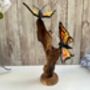 Handcrafted Monarch Butterfly Wooden Sculpture Ornament, thumbnail 3 of 11