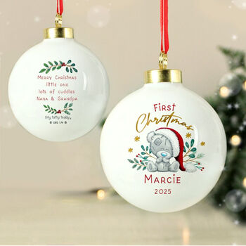 Personalised First Christmas Tatty Bear Bauble, 2 of 2