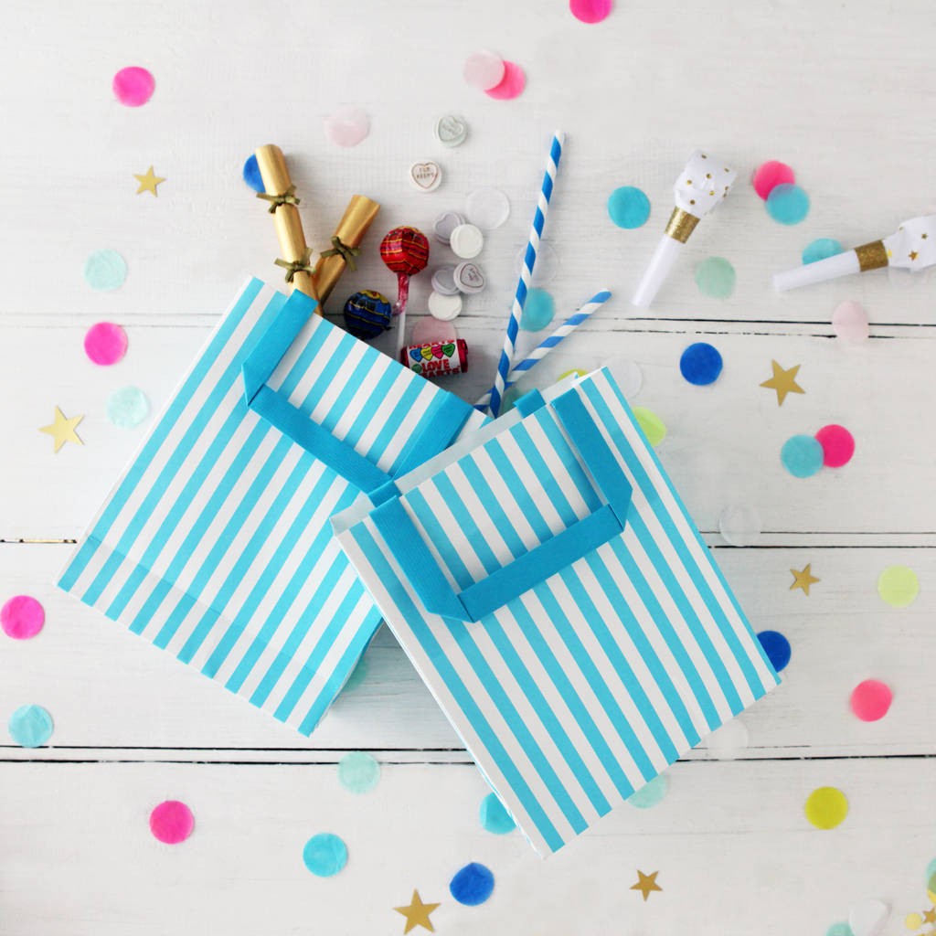 Stripy Blue And White Party Bags With Handle By Postbox Party ...