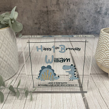 Personalised Dinosaur Acrylic Birthday Block, 6 of 6