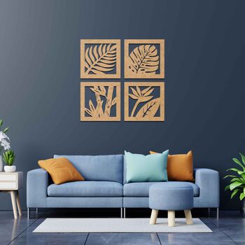 Laser Cut Leaves: Four Panel Wooden Wall Art Set, 8 of 8