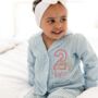 Birthday Gingham Personalised Embroidered Bow Pyjamas Choice Of Ages Available, thumbnail 1 of 6