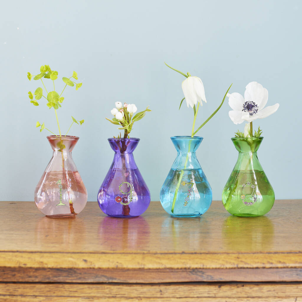 50th Birthday Vintage Coloured Bud Vases