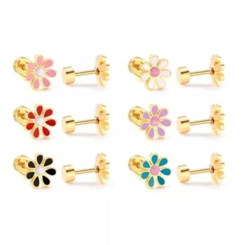 One Pc Stainless Steel Colourful Daisy Flower Studs, 11 of 12