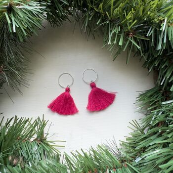 Sterling Silver Hoop Earrings Adorned With Tassels, 3 of 9