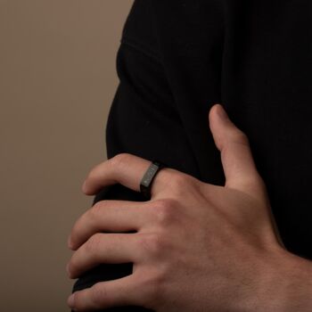 Personalised Four Sided Name Band Ring In Black For Men And Women, 2 of 9