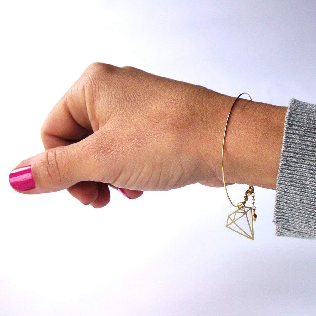 gold plated and vinyl diamond charm bracelet by marmalade design jewellery