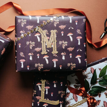 Woodland Mushroom Gift Wrap – Deep Plum Autumn Wrapping Paper For Christmas, Birthdays, Weddings And Special Occasions, 2 of 4