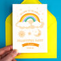 Personalised New Baby Rainbow And Stars Greeting Card, thumbnail 1 of 5