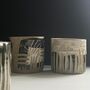 Carved Ceramic Tumbler Plant Pots In Abstract Neutrals, thumbnail 3 of 7