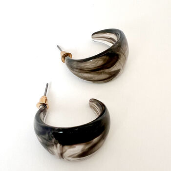 Marbled Opaque Resin Large Hoop Earrings, 6 of 9