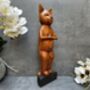 32cm Handcarved Yoga Cat Wooden Ornament Gift Decor, thumbnail 4 of 12