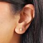Sterling Silver Crystal Ridge Oval Stud Earrings In Gold, thumbnail 2 of 4