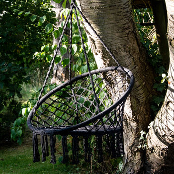Black Macramé Hanging Chair By Ella James | notonthehighstreet.com
