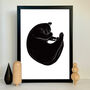 Cat Nap Black And White Linocut Art Print, thumbnail 3 of 7