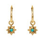 Guiding North Star Turquoise Mini Hoops Gold Plated, thumbnail 2 of 7