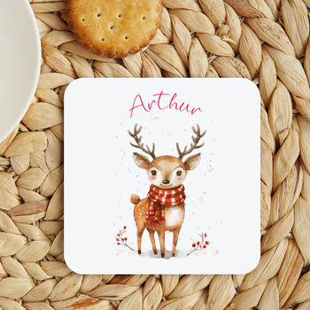 Personalised Reindeer Christmas Coaster, 2 of 2