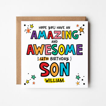 Amazing Awesome Son Birthday Card Any Age, 2 of 5