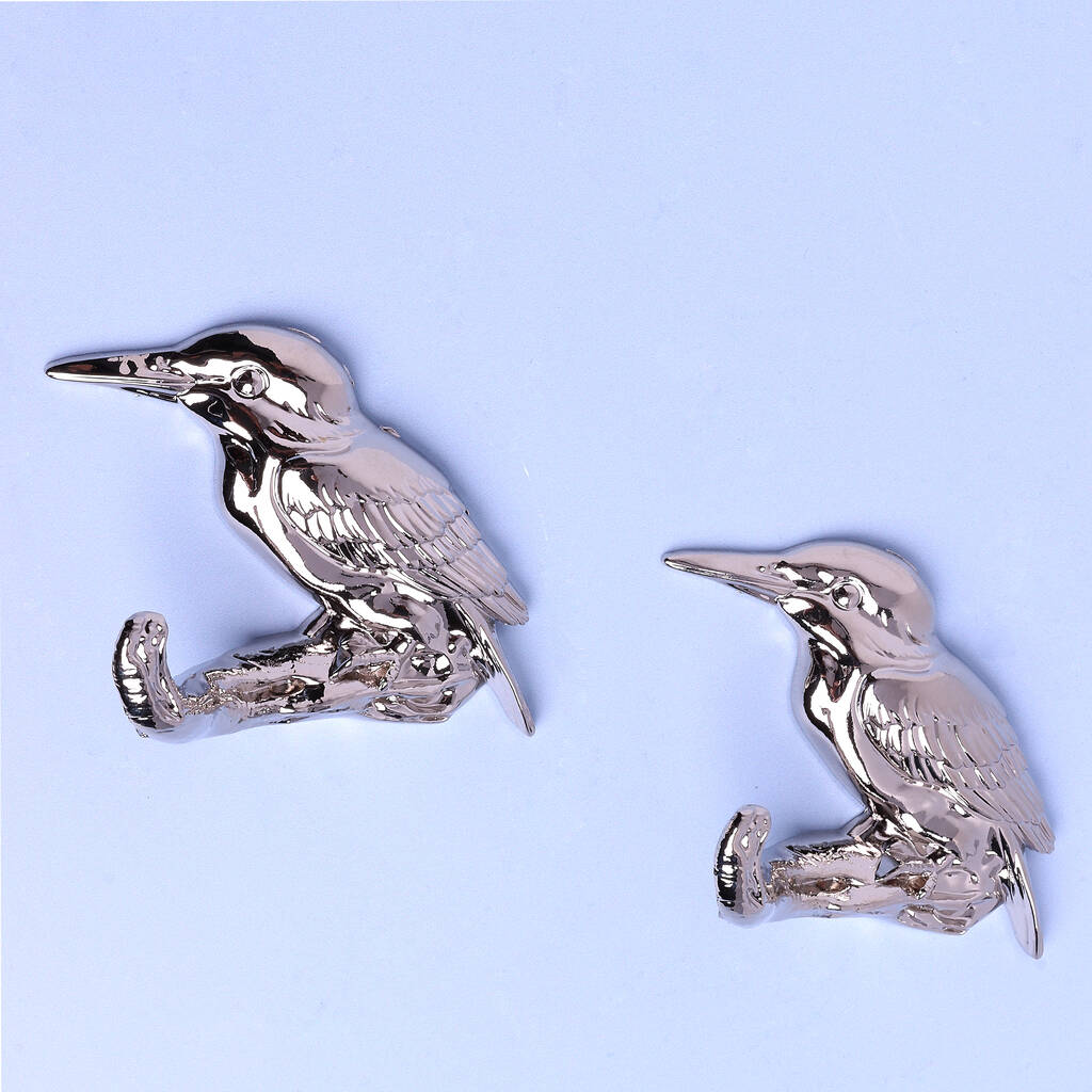 G Decor Set Of Two Solid Chrome Birds Wall Coat Hooks, 1 of 5