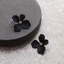 Black Hand Painted Flower Shaped Stud Earrings, thumbnail 1 of 10