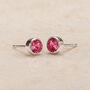 Sterling Silver October Tourmaline Birthstone Stud Earrings, thumbnail 2 of 8
