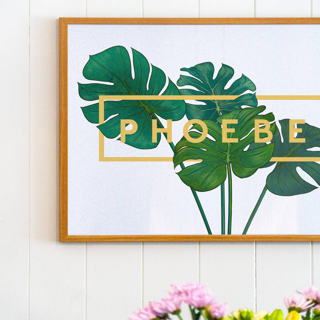 Personalised Monstera Cheese Plant Botanical Print, 1 of 3