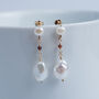 Orange Garnet And Keshi Pearl Drop Earrings, thumbnail 1 of 8