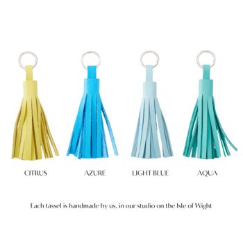 Handmade Leather Bag Tassel Keyring, 7 of 12