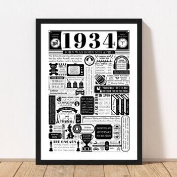 Special Personalised 90th Birthday Print, 2 of 6