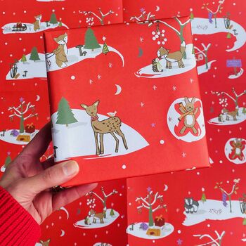 Vintage Style Woodland Christmas Trail Wrapping Paper, 4 of 5