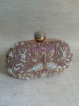 Peacock Oval Pink Clutch, 2 of 12