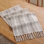 Wide Hollow Pale Taupe Cotton Linen Table Runner, thumbnail 6 of 8