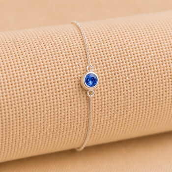 Personalised Sterling Silver September Birthstone Sapphire Bracelet, 2 of 9