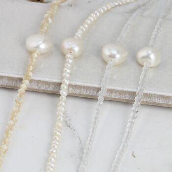 Mini Gemstone Bead Necklace With Focal Pearl, 5 of 12