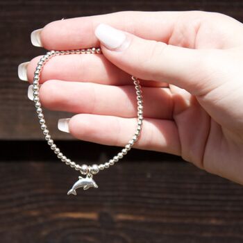 Dolphin Sterling Silver Ball Bead Bracelet, 8 of 11
