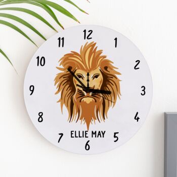 Personalised Lion Bedroom Wall Clock, 2 of 4