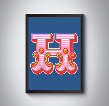 H Capital Letter Bold Carnival Circus Art Print, 3 of 4