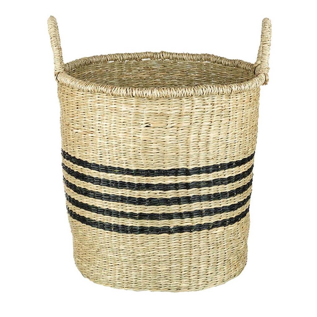 natural and black seagrass basket by marquis & dawe