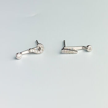 Sterling Silver Question And Exclamation Mark Ear Jacket Stud Earrings, 2 of 6