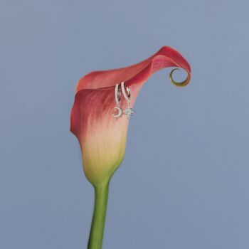 Sterling Silver And Crystal Celestial Huggie Earrings, 2 of 8