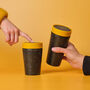 Circular And Co Coffee Cup Made From Paper Cups 8oz Grey And Mustard, thumbnail 5 of 8