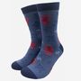 Men's Squid And Octopus Bamboo Socks Blue, thumbnail 2 of 3