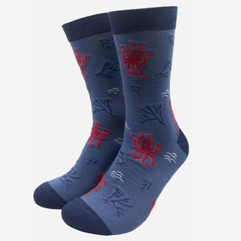 Men's Squid And Octopus Bamboo Socks Blue, 2 of 3